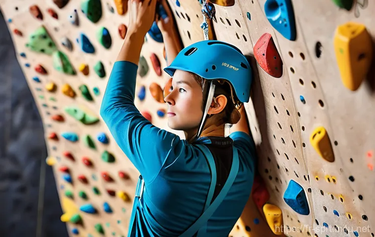 실내 클라이밍 홀드 세팅법 - **Prompt:** A highly skilled route setter, wearing practical athletic apparel including a fitted t-s...