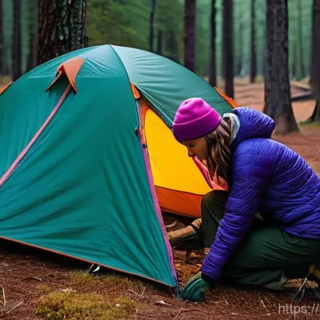 캠핑과 차박의 차이 - **Prompt for Traditional Tent Camping - Immersive Solitude:**
    "A solo female hiker in her late 2...