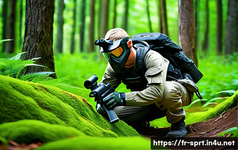 서바이벌 게임 복장 가이드 - A male paintball player wearing a full tactical outfit made of thick cotton-polyester blend fabric w...
