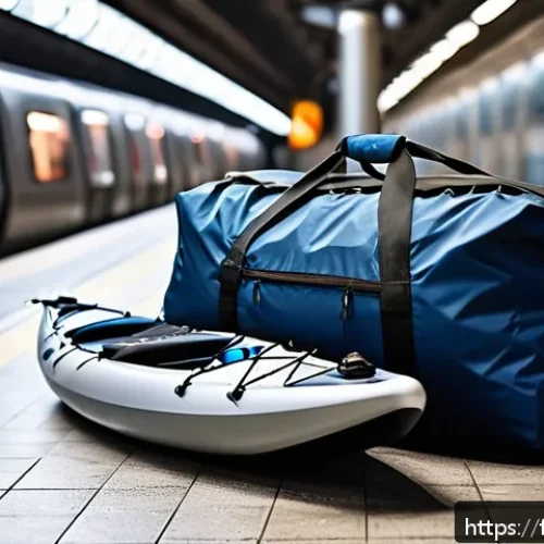Home 31 자동 팽창식 카약 리뷰 - A lightweight, compact inflatable kayak packed neatly into a durable waterproof backpack, resting on...